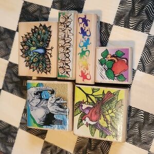 Lot of 6 animal rubber stamps
